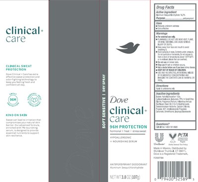 Label (Dove Clinical + Care 96h Protection  Soft Sensitive Dry Spray Antiperspirant Deodorant   Artwork)